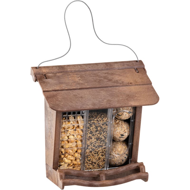 foto del prodotto jok 11 mangiatoia rifugio per uccelli selvatici. variante jok 11 misure 23.5 x 13 x h 23 cm marrone ferplast