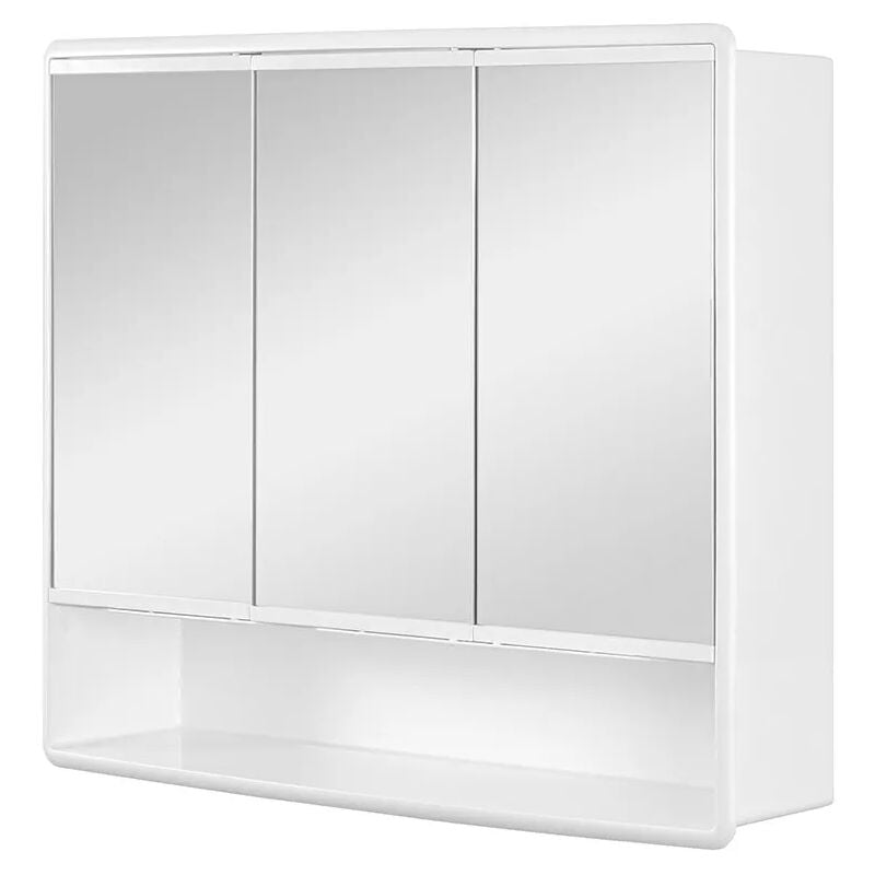 foto del prodotto jokey specchio contenitore 60x50 cm bianco con 3 ante e ripiani interni