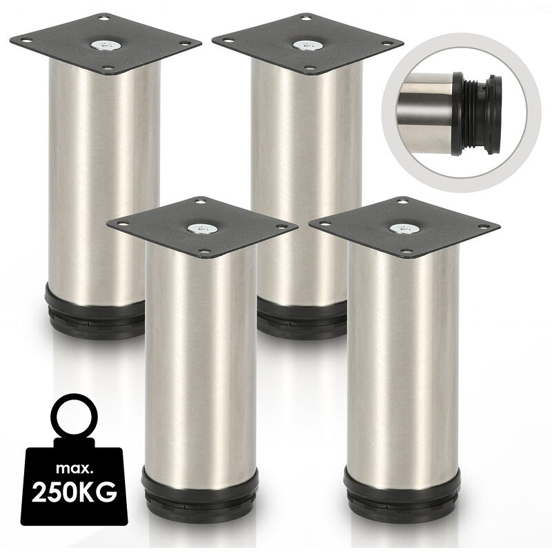 foto del prodotto jopassy 4x gambe della mobilia 10cm gamba di sostegno del divano in acciaio inox regolabile armadio gamba del divano gambe del letto