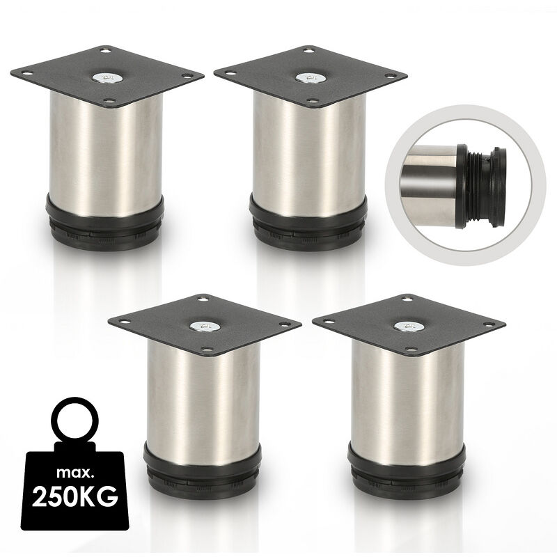 foto del prodotto jopassy 4x gambe di mobili 5cm gamba di supporto del divano in acciaio inox gamba regolabile dell armadio gambe del divano gambe del letto