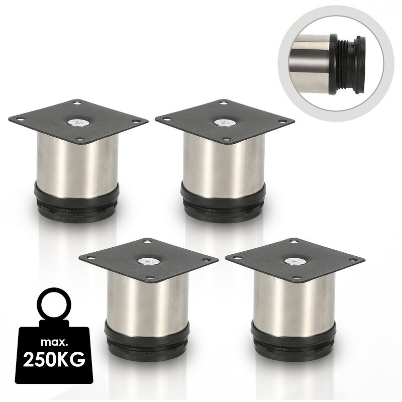 foto del prodotto jopassy 4x gambe di mobili 8cm gamba di supporto del divano in acciaio inox regolabile armadio gamba di divano gambe di letto