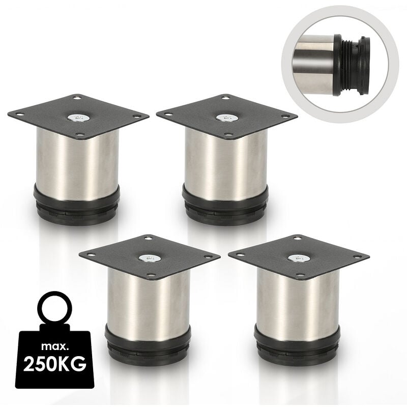 foto del prodotto jopassy 4x mobili gambe 6cm in acciaio inox gamba di supporto divano regolabile armadio gamba divano gambe letto