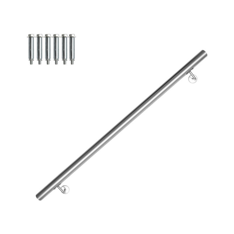 foto del prodotto jopassy corrimano in acciaio inox v2a supporto per traversino a parete corrimano per scale maniglia 42 mmcon 2 staffe, interno ed esterno, 110cm