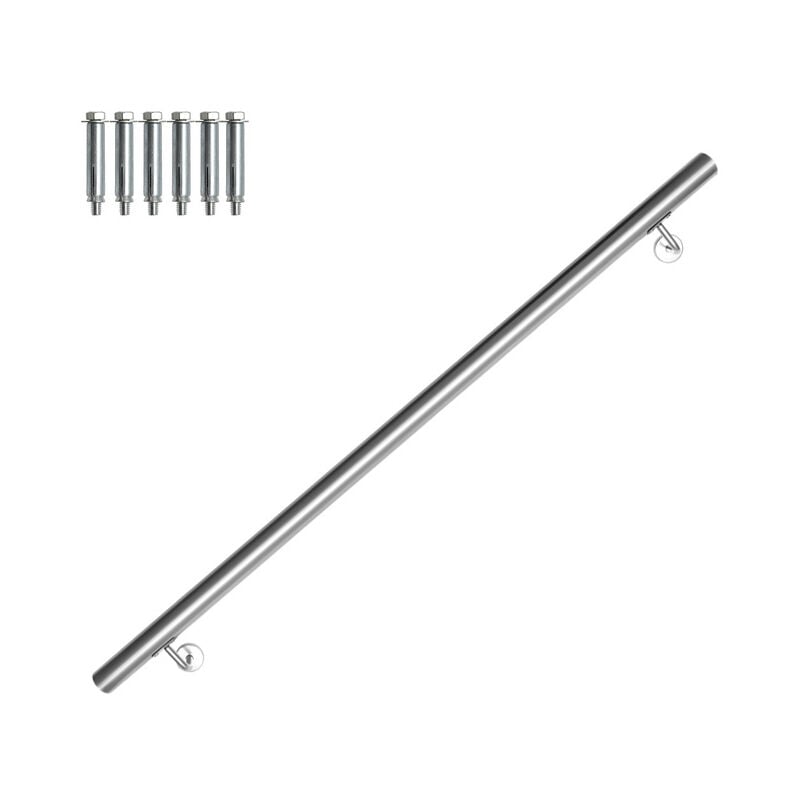 foto del prodotto jopassy corrimano in acciaio inox v2a supporto per traversino a parete corrimano per scale maniglia 42 mmcon 2 staffe, interno ed esterno, 120cm