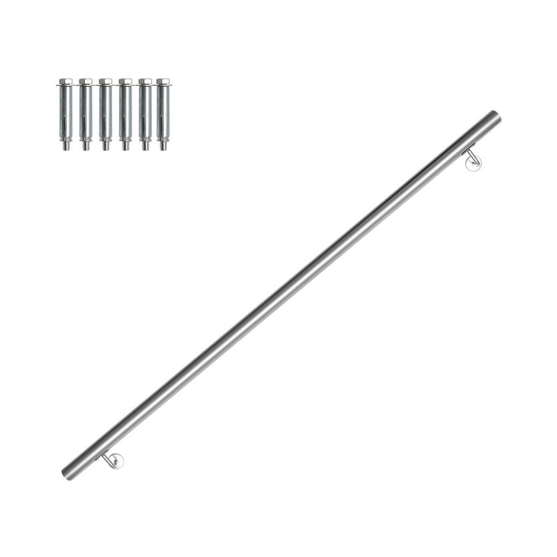 foto del prodotto jopassy corrimano in acciaio inox v2a supporto per traversino a parete corrimano per scale maniglia 42 mmcon 2 staffe, interno ed esterno, 140cm