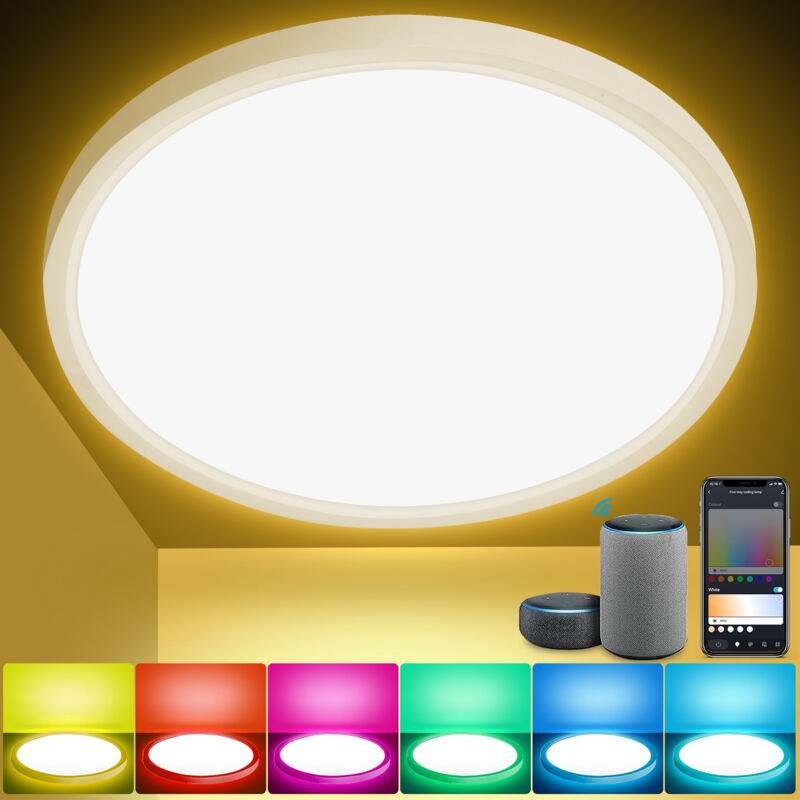 foto del prodotto jopassy swanew 24w led soffitto rgb dimmerabile lampade ip44 con 2700k 6500k per camera da letto bagno