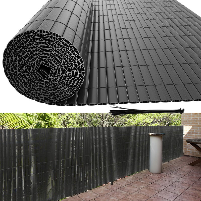 foto del prodotto jopassy swanew canisse in pvc canisse in pvc per il giardino, il balcone e la terrazza. recinzione frangivento per balconi grigio 120 x 300cm