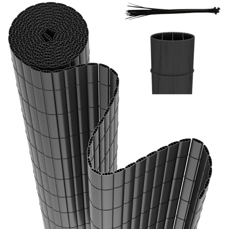 foto del prodotto jopassy swanew canisse in pvc canisse in pvc per il giardino, il balcone e la terrazza. recinzione frangivento per balconi grigio 140 x 500cm
