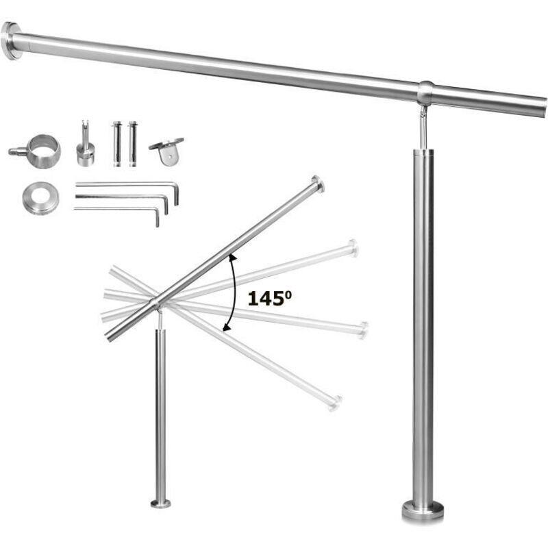 foto del prodotto jopassy swanew corrimano in acciaio inox per scale esterne interne angolo regolabile per il montaggio a parete 150 cm
