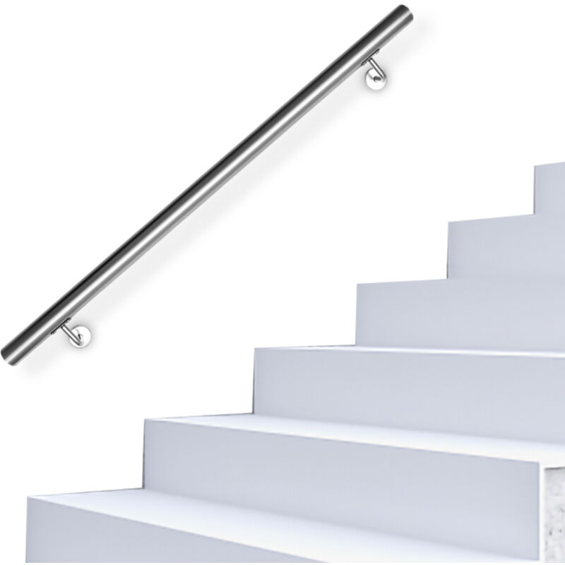 foto del prodotto jopassy swanew corrimano in acciaio inox v2a per scale supporto a parete, scelta 140 cm