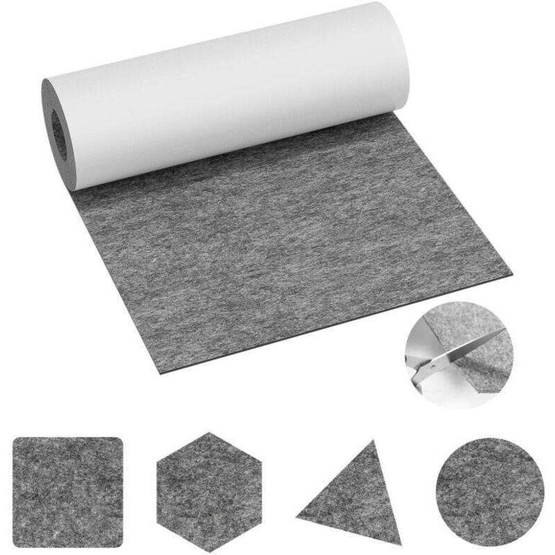 foto del prodotto jopassy swanew feltro adesivo per mobili, feltro protettivo per tavolo 50x150cm grigio