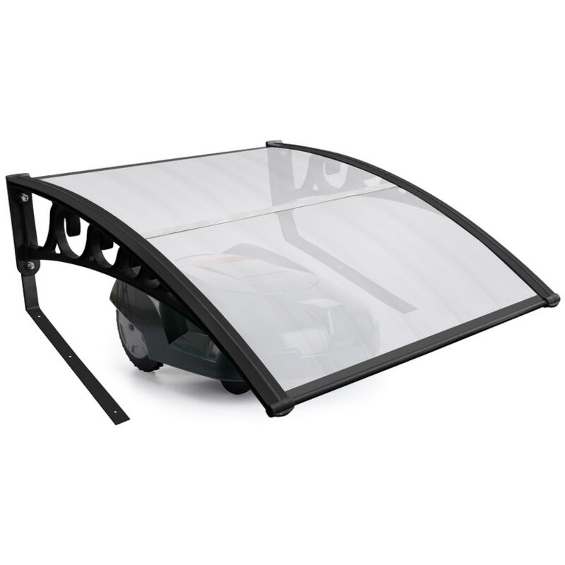 foto del prodotto jopassy swanew garage per robot shed 105x85x50 cm tetto trasparente telaio in acciaio nero garage per tosaerba protezione esterna
