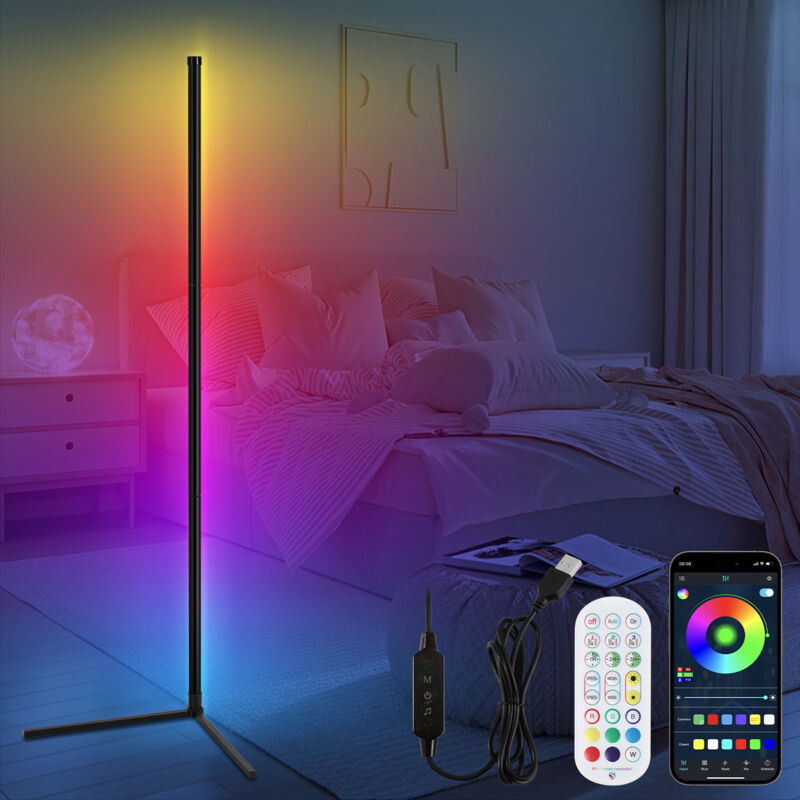 foto del prodotto jopassy swanew lampada da terra a led rgb music sync, lampada angolare dimmerabile per soggiorno con telecomando, lampada da terra, barra luminosa