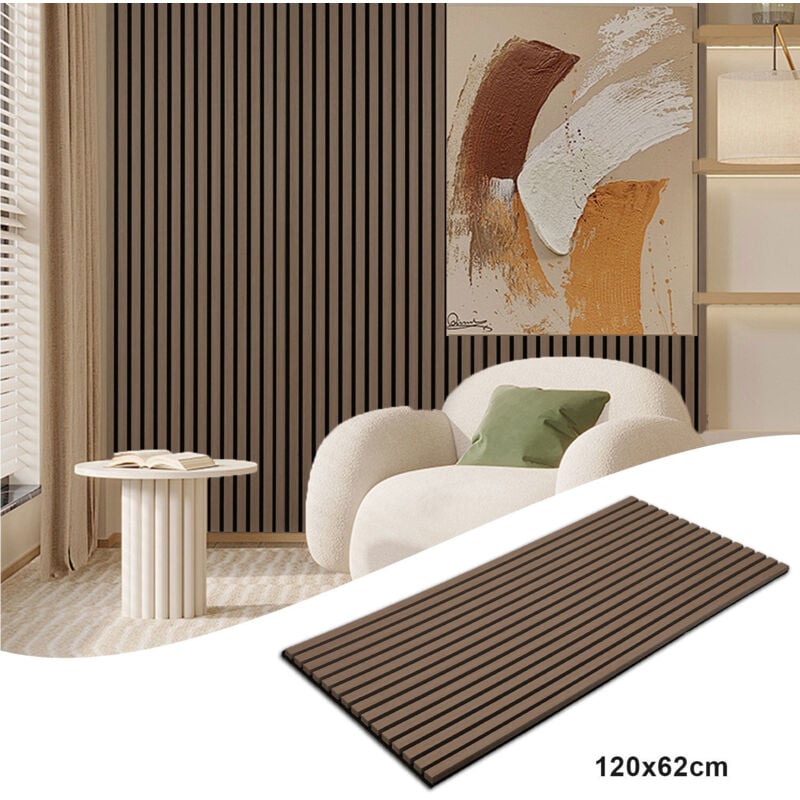foto del prodotto jopassy - swanew pannello acustico a parete pannelli moderni a parete in legno impiallacciato e feltro pannelli a parete in mdf 2x 120x60x2,1cm noce