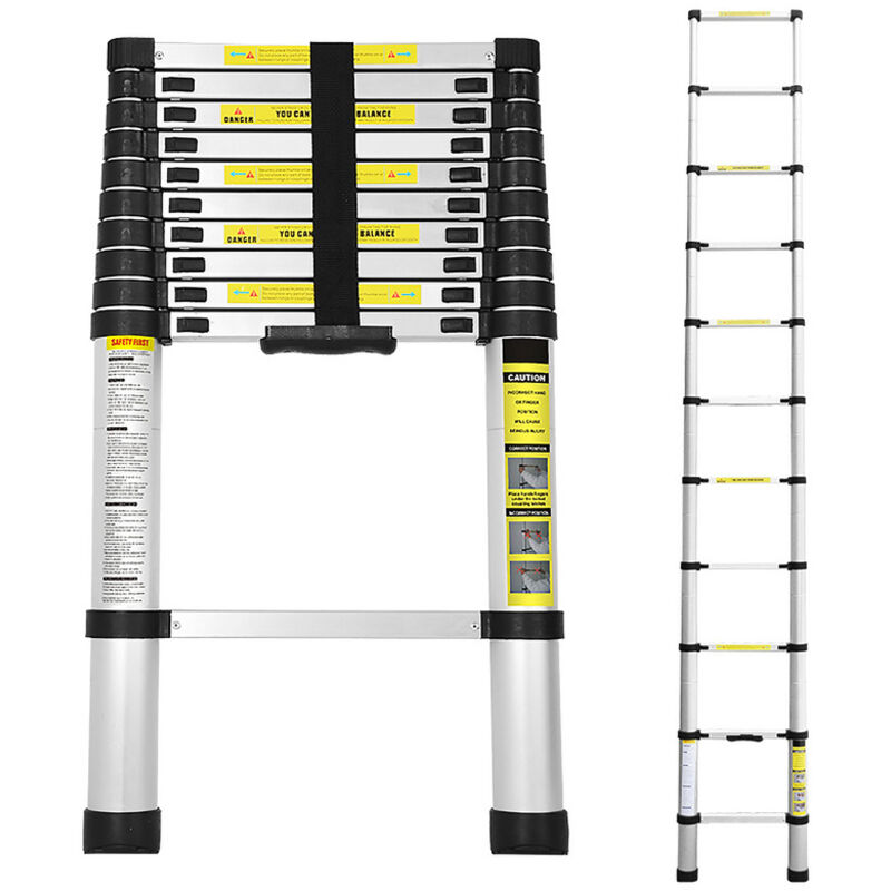 foto del prodotto jopassy swanew scala telescopica fino a 150 kg stabile scaletta multifunzione in alluminio 4,4 m