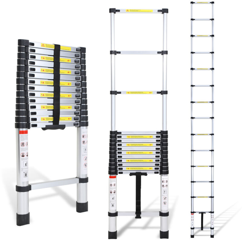 foto del prodotto jopassy swanew scala telescopica portatile multifunzione in alluminio pieghevole da 4,4m con borsa da trasporto e guanti, carico massimo 150kg