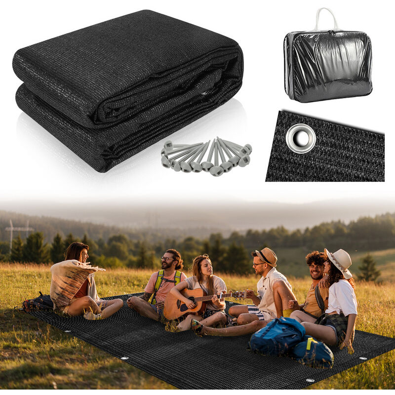 foto del prodotto jopassy swanew tenda da sole impermeabile tappeto campeggio terra telo esterno picnic copertura caravan nero 250x500cm