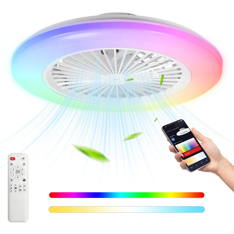 foto del prodotto jopassy swanew ventilatore a soffitto led con illuminazione e telecomando ventilatore dimmerabile 49cm
