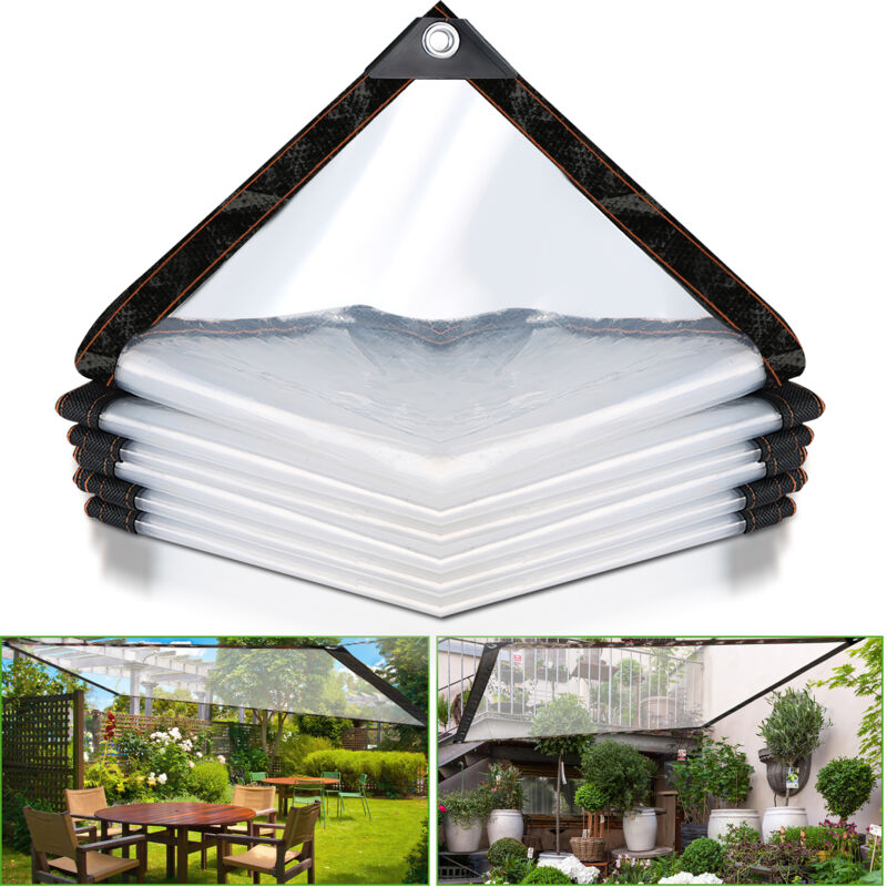 foto del prodotto jopassy telone trasparente 300 x 300 cm copertura protettiva impermeabile da esterno per serre da giardino a terrazza