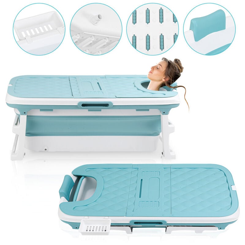 foto del prodotto jopassy vasca da bagno pieghevole per il bagno, vasca da bagno portatile per adulti, vasca pieghevole con copertura per la doccia, lunghezza 132 cm.