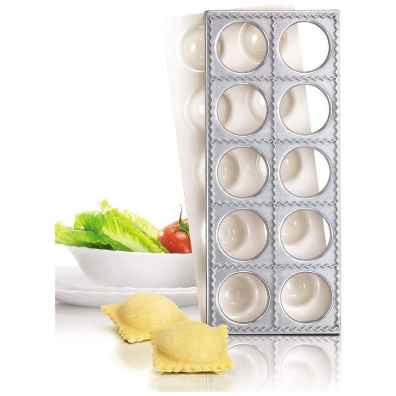 foto del prodotto jormftte pasta party n7893 piastra e pressa con 10 stampi per ravioli di forma quadrata, misura grande