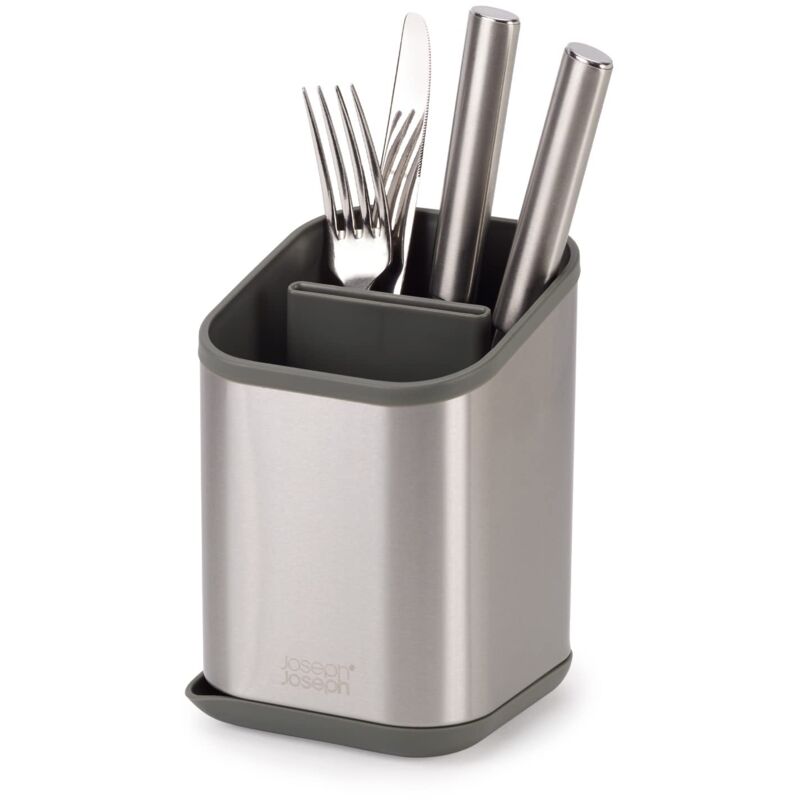foto del prodotto joseph joseph duo scolaposate da lavello con scomparti e vano porta coltelli, cestello portaposate per cucina, acciaio inox