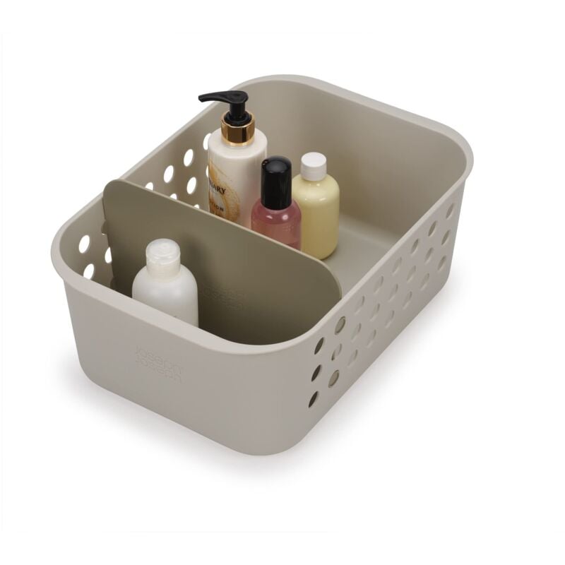 foto del prodotto joseph joseph easystore - cestino organizzatore portaoggetti per accessori bagno con divisorio mobile - grande, beige