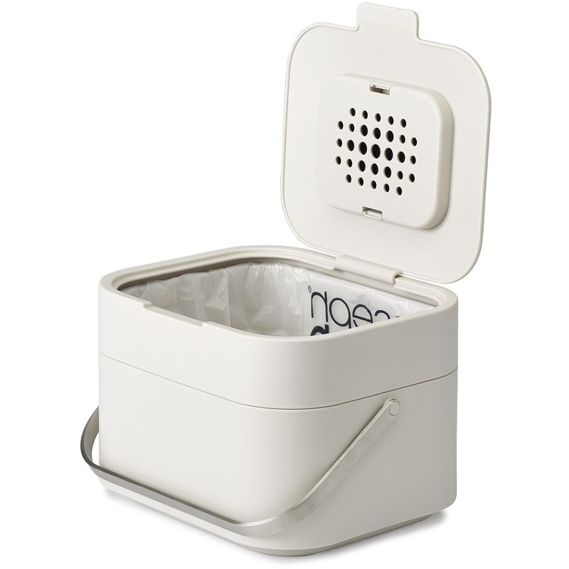 foto del prodotto joseph joseph intelligent waste, stack 4 kitchen food waste compost caddy cestino per il riciclaggio con filtro antiodore, 4 litri 1 gallone