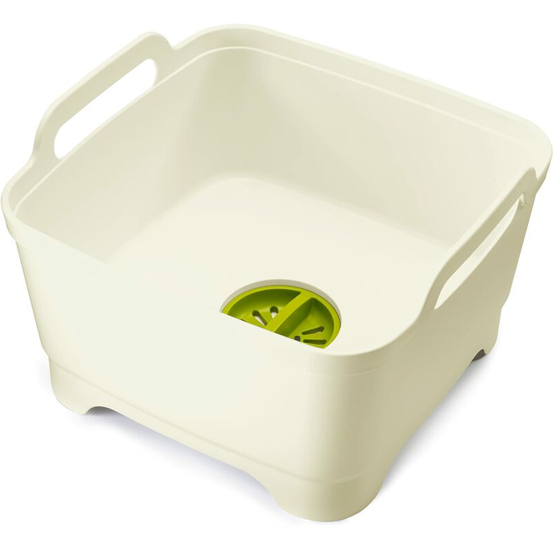 foto del prodotto joseph joseph joseph joseph wash drain bacinella per lavare i piatti con maniglie e tappo di scarico, 9 litri bianco verde