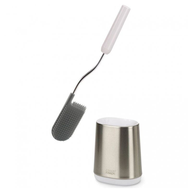 foto del prodotto joseph joseph scopino per wc in acciaio flex lite, antigoccia, supporto compatto, anti impronta, acciaio inossidabile, grigio 70561 