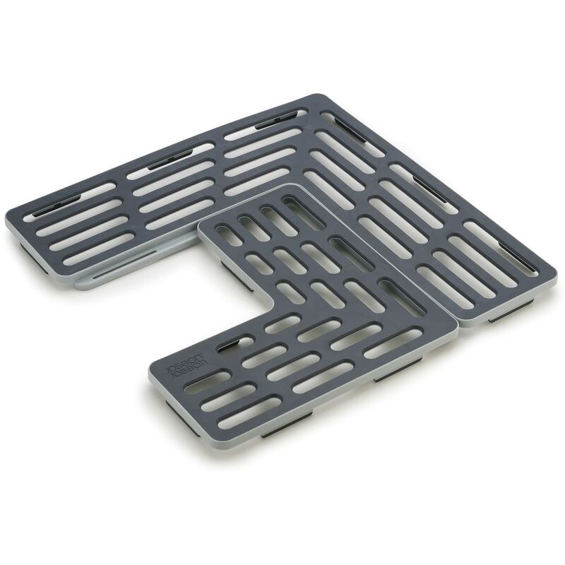 foto del prodotto joseph joseph sink saver tappetino protettivo per lavello da cucina regolabile in 2 pezzi con piedini antiscivolo, grigio