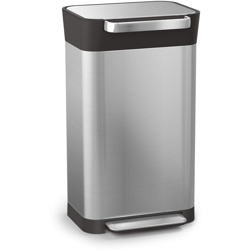foto del prodotto joseph joseph titan 30l bidone rifiuti da cucina con sistema di compattazione, acciaio inossidabile