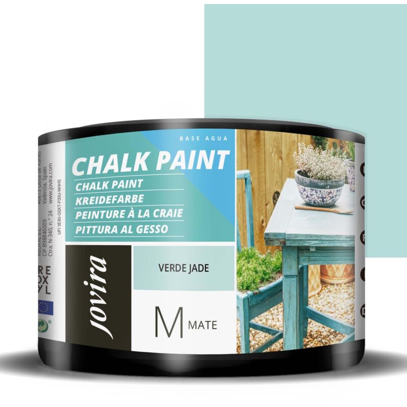 foto del prodotto jovira pinturas chalk paint, pittura al gesso, matte all aqua, rinnova il tuo arredamento con creativit . 375 millilitri, verde giada 