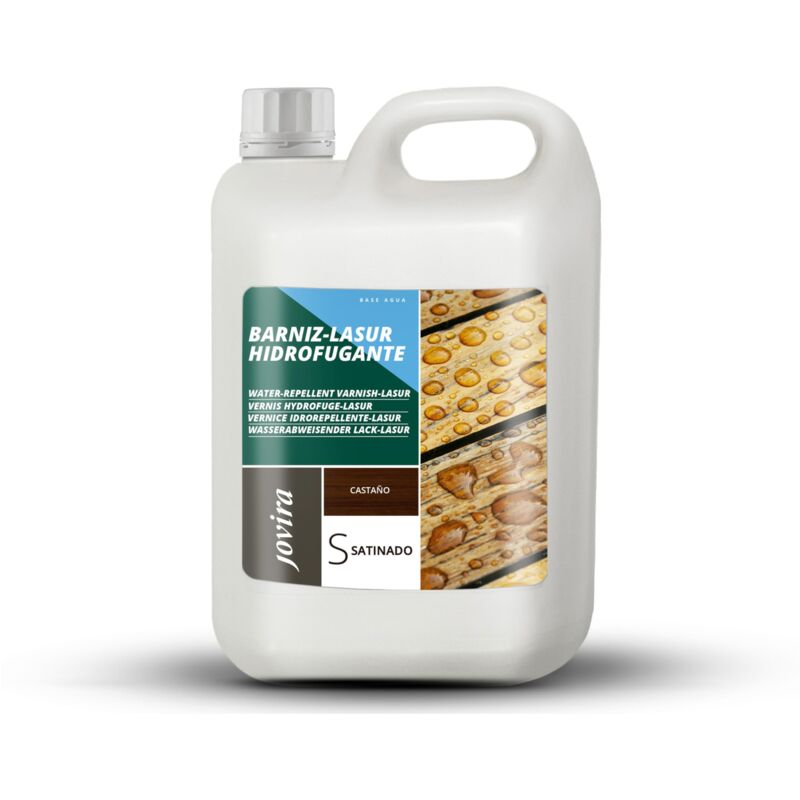 foto del prodotto jovira pinturas impregnante legno, 2 litri, castagno , lasur idrorepellente protettivo satinato all acqua protegge, decora e impreziosisce tutti i