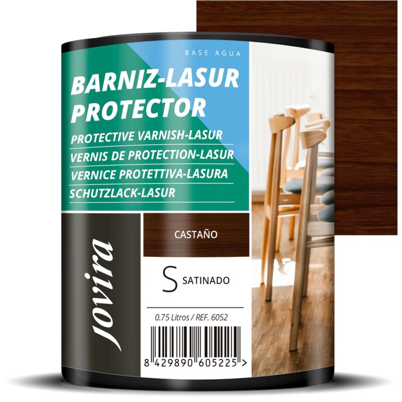 foto del prodotto jovira pinturas vernice lasur protettiva satinato a base d acqua. protegge, decora e impreziosisce tutti i tipi di legno. 750 millilitri,