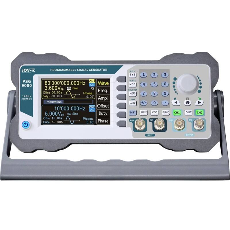 foto del prodotto joy it generatore di segnale 1 nhz 80 mhz 2 canali triangolare, curva di lorenz, puls, rampa, rumore, quadra, segnale
