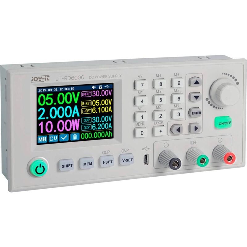 foto del prodotto joy it rd6006 alimentatore da laboratorio regolabile 0 60 v 0 ma 6 a controllo remoto, programmabile, design sottil