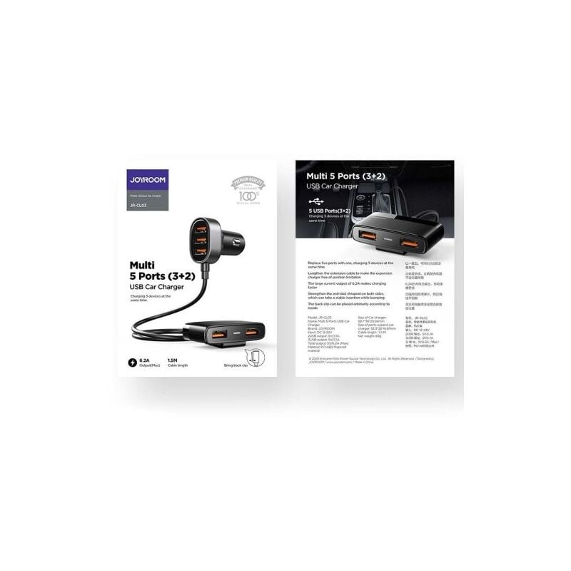 foto del prodotto joyroomcar caricatore 5 in 1, u u u u u u u 31w, nero jr cl03 