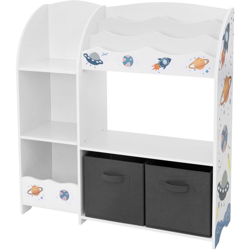 foto del prodotto joyz scaffale per bambini 93 x 30 x 98 cm libreria con ripiani organizzatore per giocatoli con 2 scatole per stoccaggio mobiletto per la stanzina