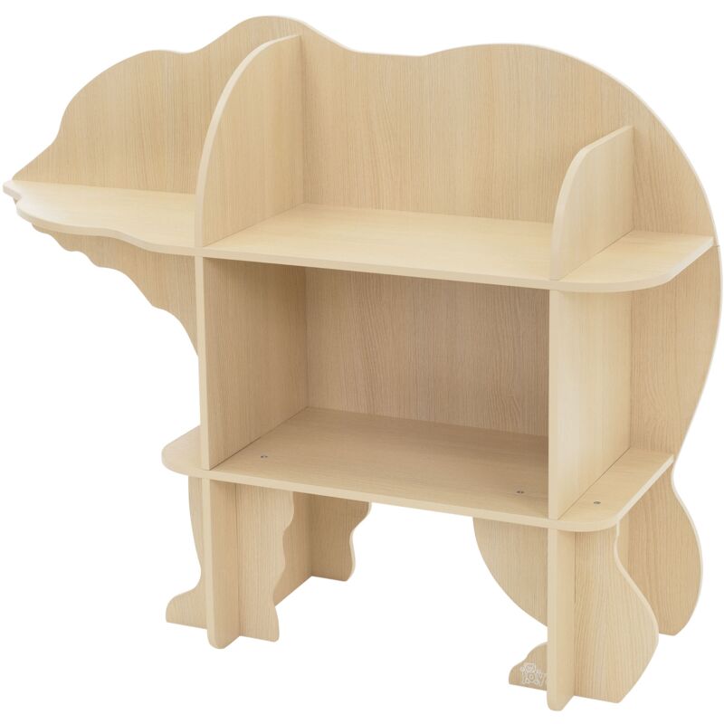 foto del prodotto joyz scaffale per bambini a 2 livelli forma orso beige 110x 32x83 cm scaffale a muro per giocattoli in legno con ripiani aperti portagiochi scatola