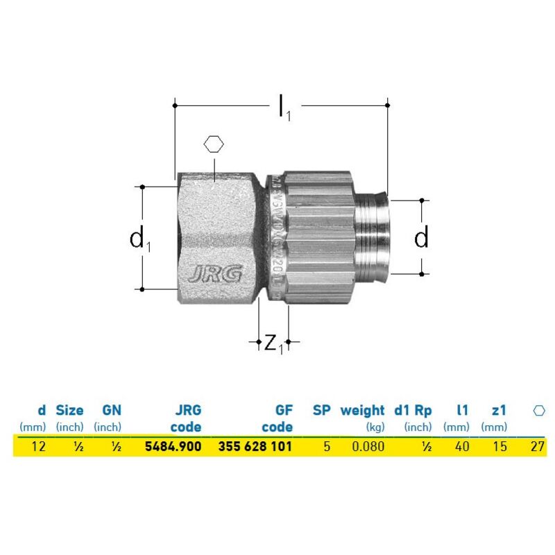 foto del prodotto jrg sanipex collegamento bronzo, con filettatura interna, d.12 mm 355628101