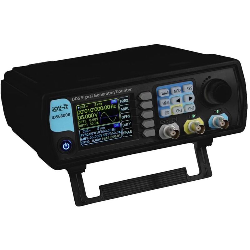 foto del prodotto jt jds6600 b generatore di segnale 0 hz 60 mhz 2 canali triangolare, curva di lorenz, puls, rumore, quadra, tt joy it