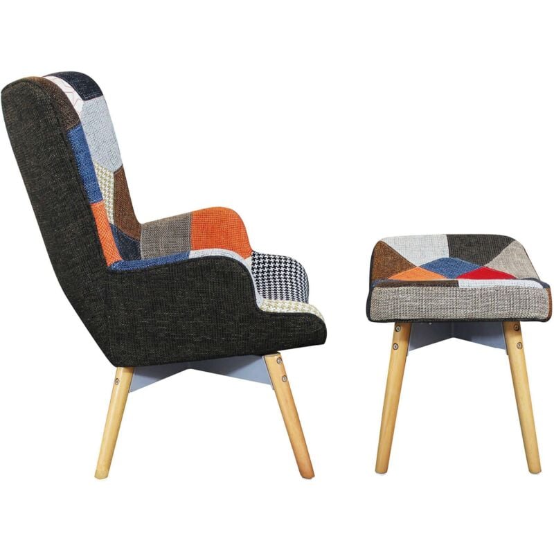 foto del prodotto julie poltrona con poggiapiedi moderna patchwork