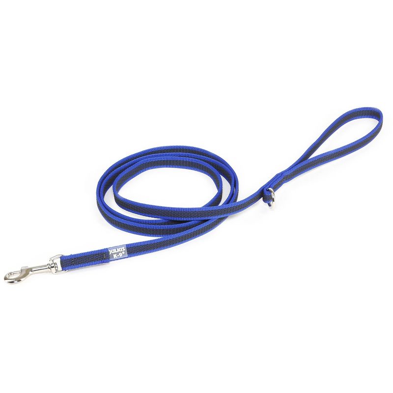 foto del prodotto julius k9, guinzaglio color gray con manico e anello, 14 mm x 1,8 m, blu