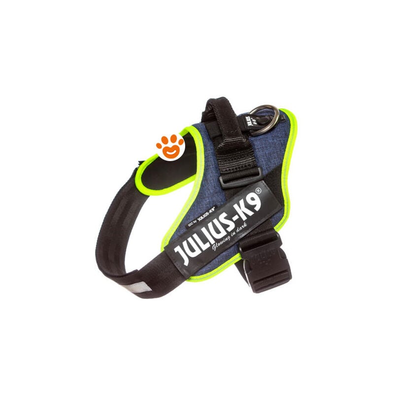 foto del prodotto julius k9 pettorina idc powerharness con fantasia ita pettorina idc powerharness con fantasia ita jeans giallo fluo, xs mini mini