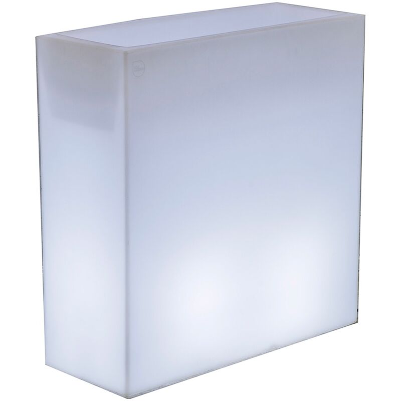 foto del prodotto junco vaso rettangolare alto con luce per piante e fiori molto resistente. carica solare e batteria ricaricabile. luce rgb e realizzata in