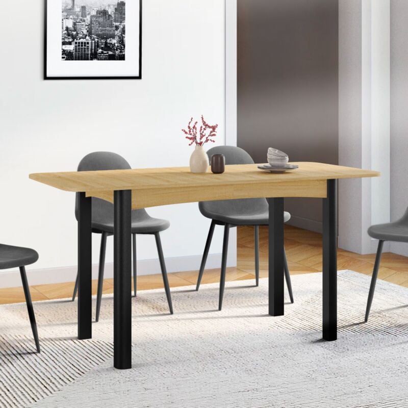 foto del prodotto june mesa de comedor extensible 4 8 personas madera y negro 120 160 cm