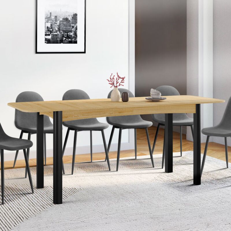 foto del prodotto june mesa de comedor extensible 6 10 personas madera y negro 150 190 cm