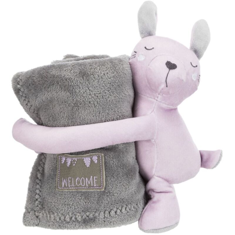 foto del prodotto junior set coccoloso in peluche 75×50cm per cani e gatti: grigio/menta