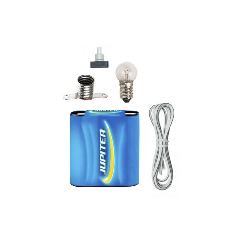 foto del prodotto jupiter 324620 kit elettrico per la scuola, set per la scuola, batteria da 4,5 v, interruttore da 220 v, cavo e lampadina.